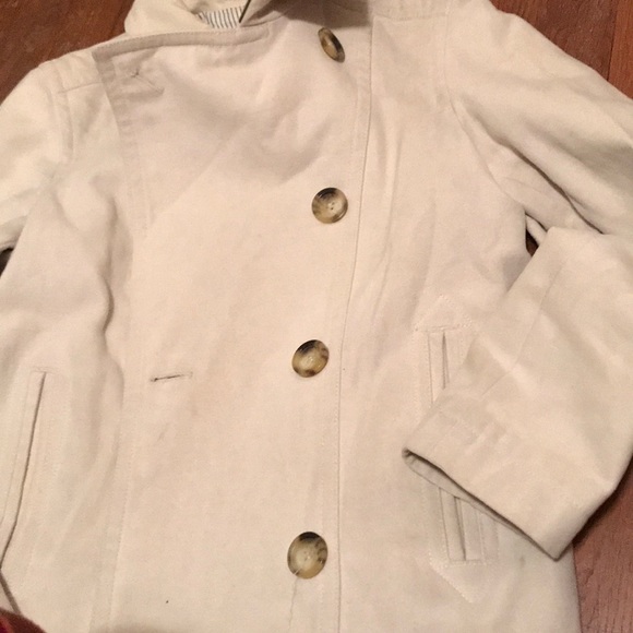 GAP Wool Pea Coat Ivory with striped lining - Picture 6 of 8